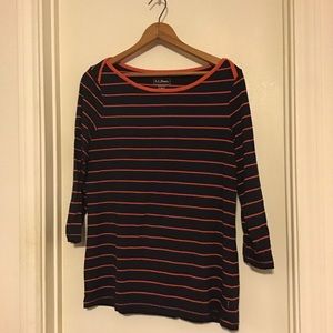 LLBean boatneck 3/4 sleeve cotton shirt